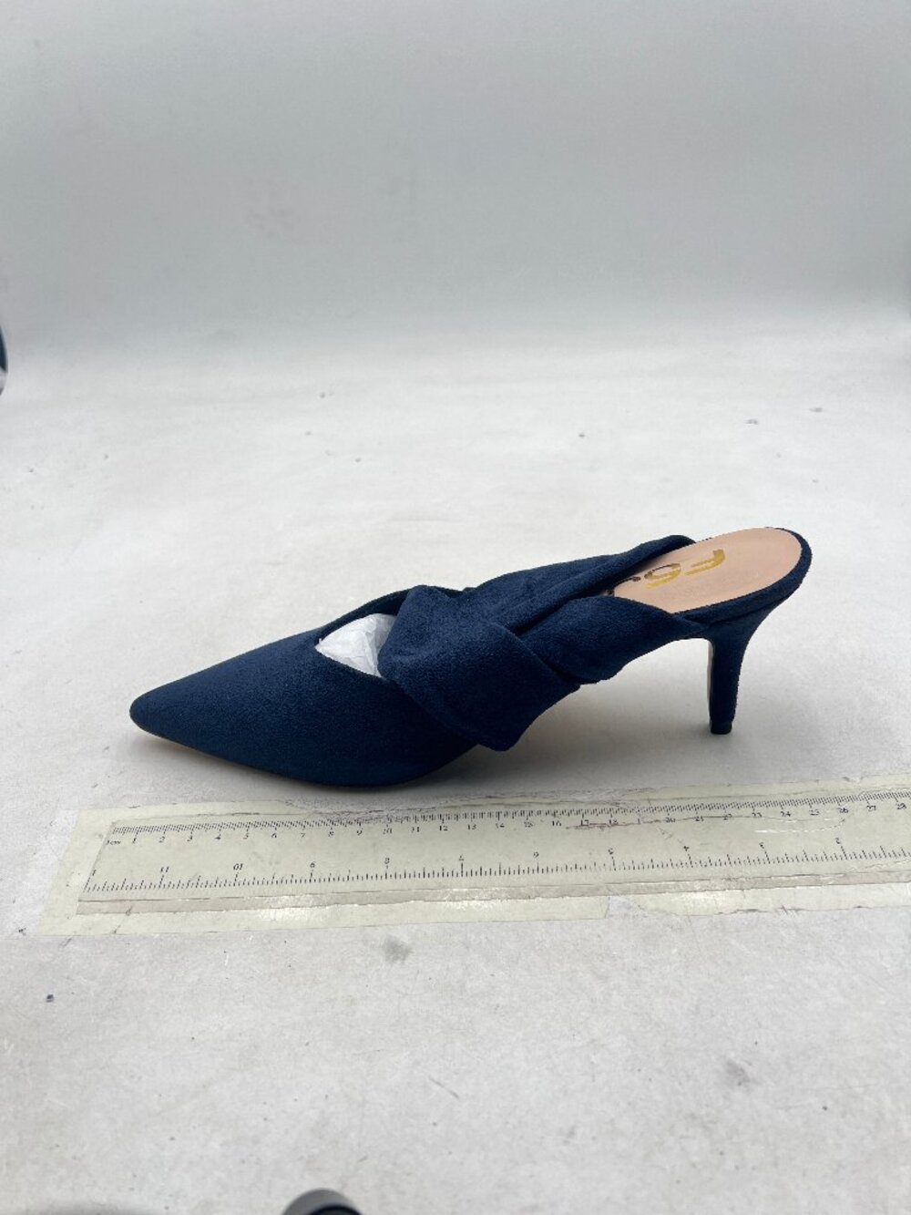 FSJ Navy Pointed Toe Mules Cross Strap Kitten Heel Slip On Dress Casual Shoes